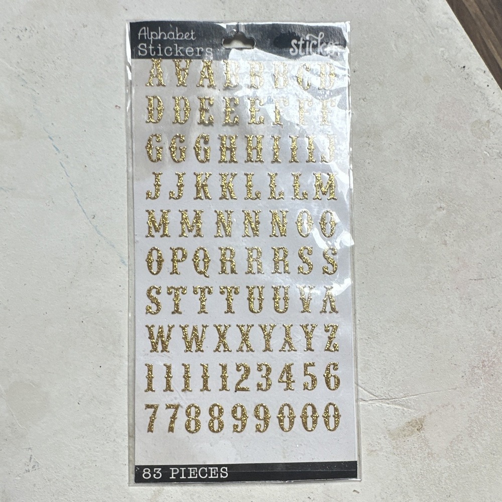 Sticko Gold Alphabet Stickers, 83 Pieces, Alphabet Theme (MPN 52-38163)